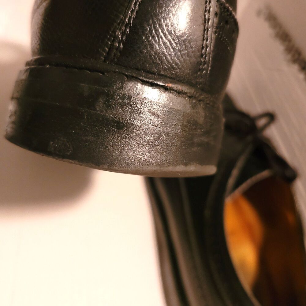 VTG 70s Florsheim Imperial Kenmoor 12 C Black Longwing Blucher Gunboat Men Shoes - Picture 13 of 16